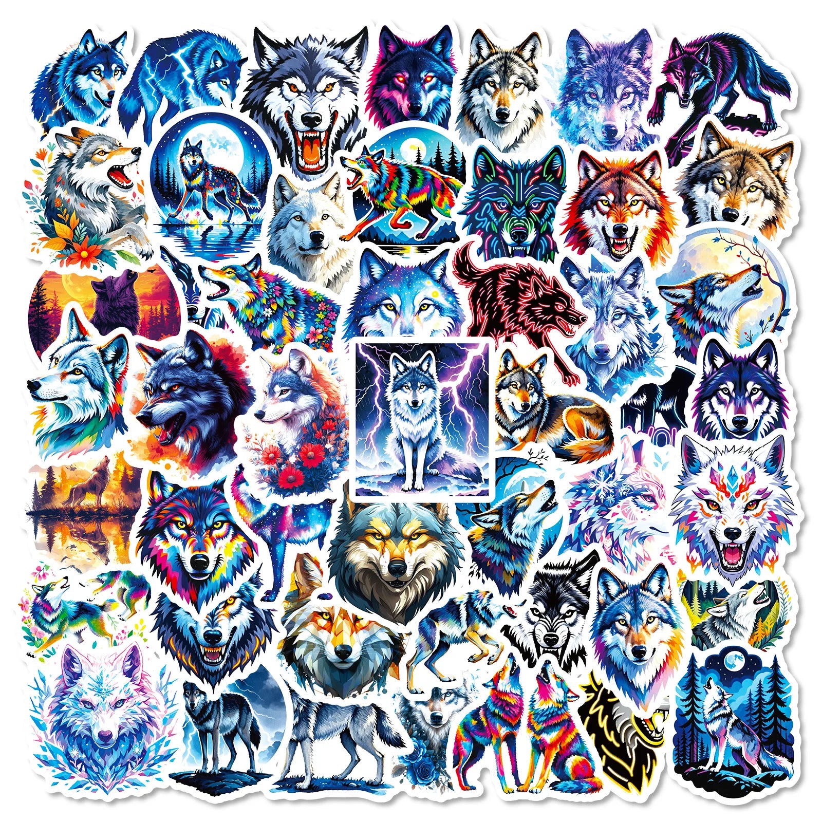 56/112 Pcs Cool Vivid Coyote Doodle Stickers Strong Adhesive for Stationery Box Pen Holder Phone Laptop Skateboard Surfboard