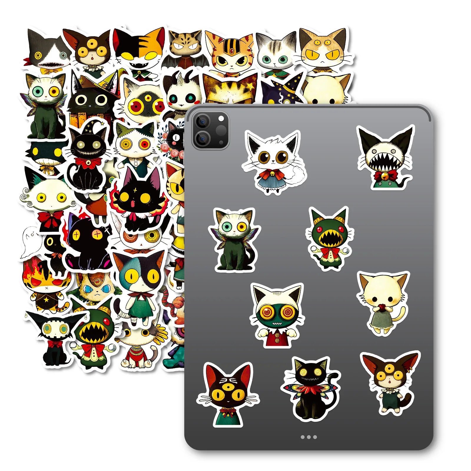 56/112 Pcs New Fun Cat Japanese Vintage Cartoon Stickers DIY for Tablet Skateboard Phone Desk Wall Fridge Fade Resistant Decals