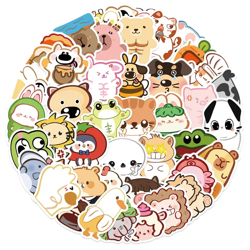 10/30/50PCS Kawaii Strange Animals PVC Sticky Sticker Aesthetic Stationery DIY Colorful Decoration Scrapbooking School Supplies