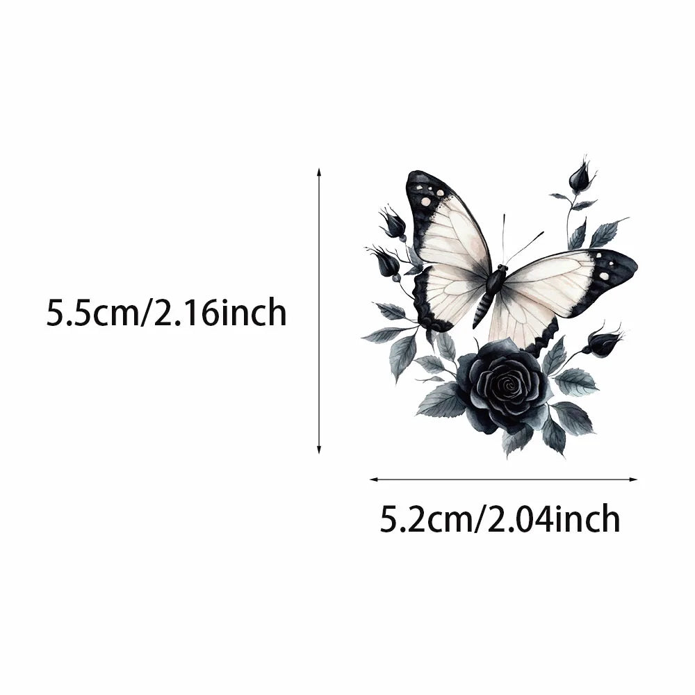 50PCS Dark Rose Stickers Paper Boxes Handbooks Dark Series PET Stickers Decorative Materials DIY Waterproof Toy Stickers