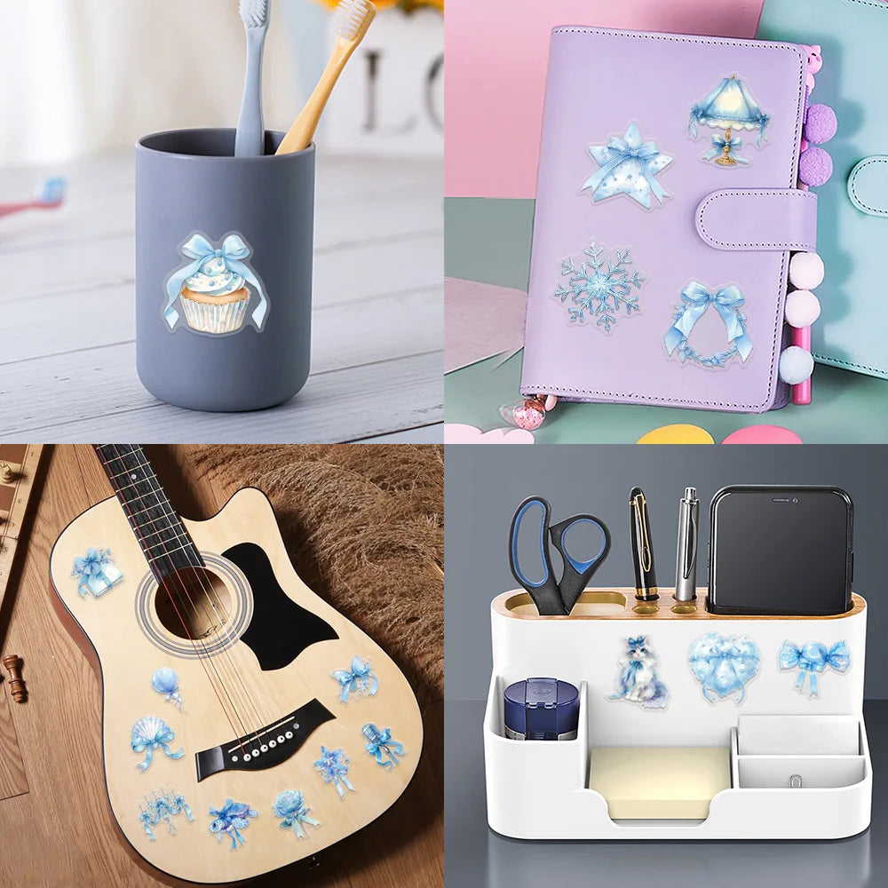62/124 PCS Transparent PET Blue Personalized Graffiti Stationery Notebook Decor Stickers Luggage Water Cups Scooter Stickers