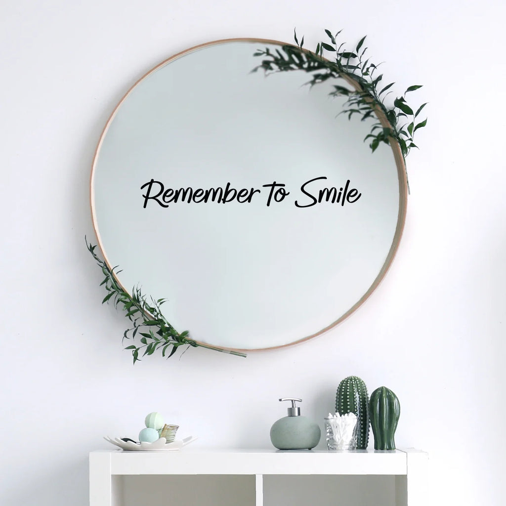Remember to Smile - Black 2.5" x 17" Wall Art Decal Vinyl Sticker