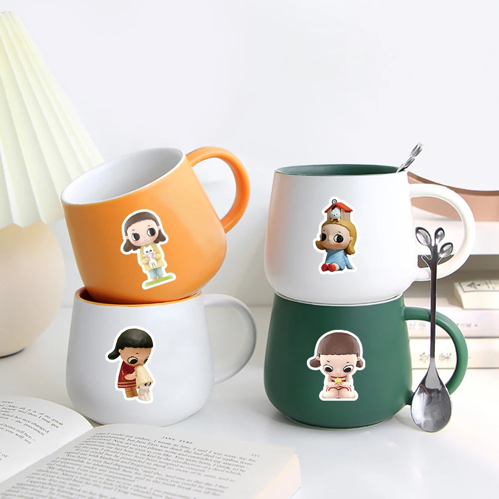 52/104 PCS Cartoon Stickers Laptop Guitar Luggage DIY Creative Waterproof Reward Stationery Stickers