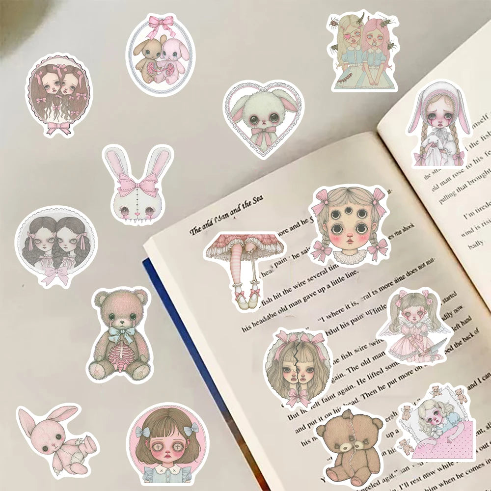 50PCS Pink Creepy Stickers For Notebook Waterproof Bicycle Motorcycle Water  Luggage PVC Classic Decal Laptop Sticker