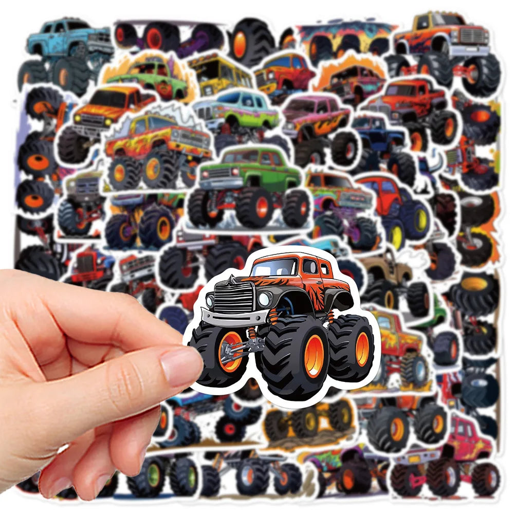 50/100PCS Cartoon Creative Monster Truck Stickers Laptop Luggage DIY Waterproof Decorative Stickers