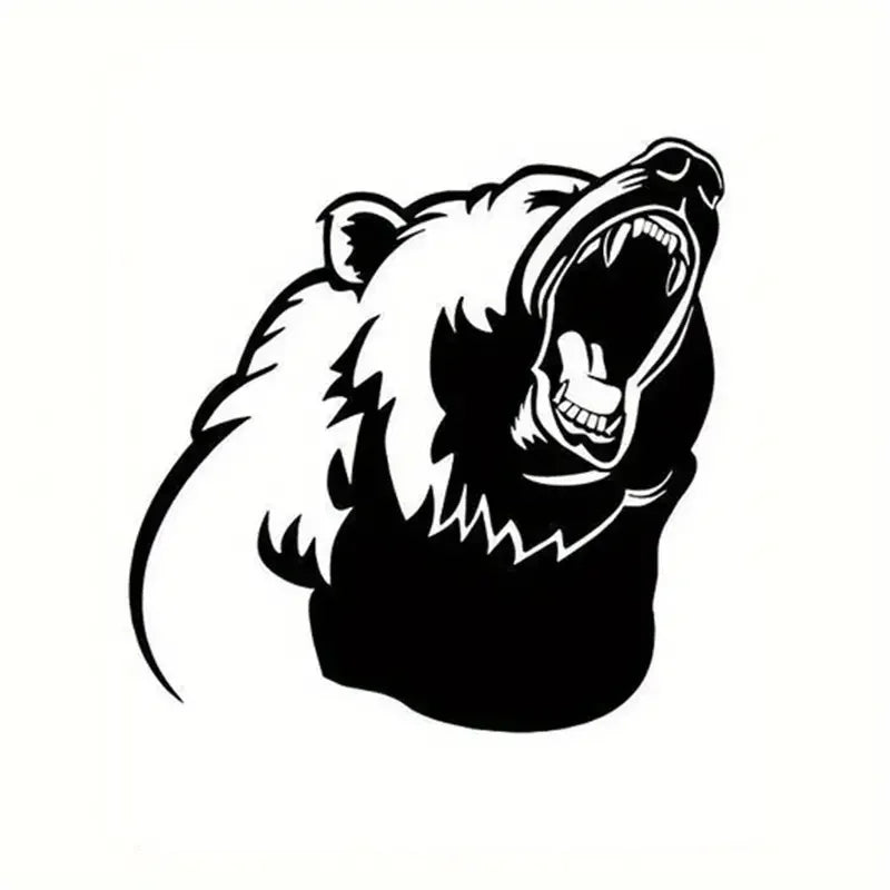 1pc Roaring Bear Head Car Sticker For Laptop, Water Bottle, Car, Truck, Van, Wall, Motorcycle, Car Accessories