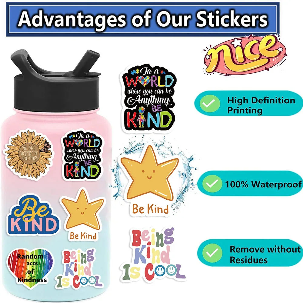 50/100PCS Friendly Psychology Be kind Graffiti Stickers Decorative Guitar Notebook Luggage DIY Waterproof Stickers