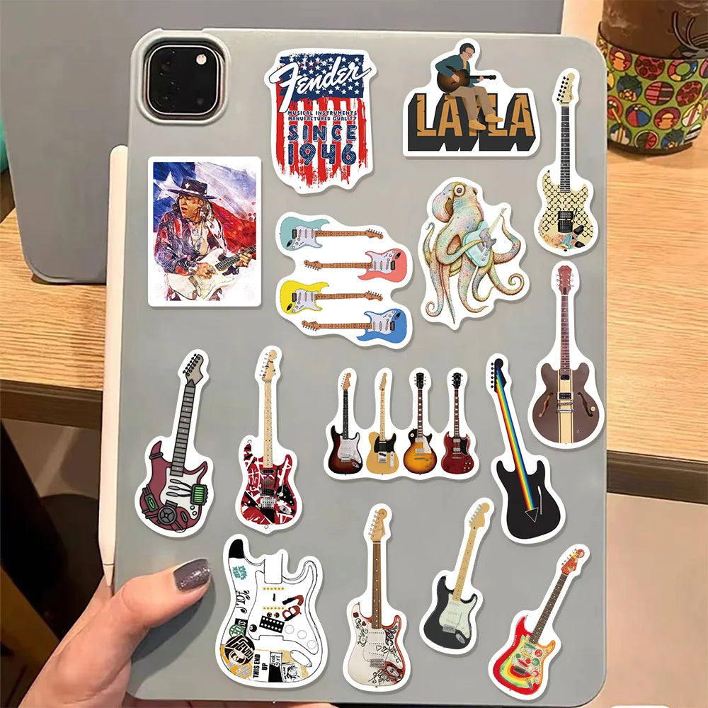 50PCS Trendy Guitar Music Graffiti Stickers DIY Manual Luggage Skateboard Water Cup Computer Tablet Waterproof Stickers