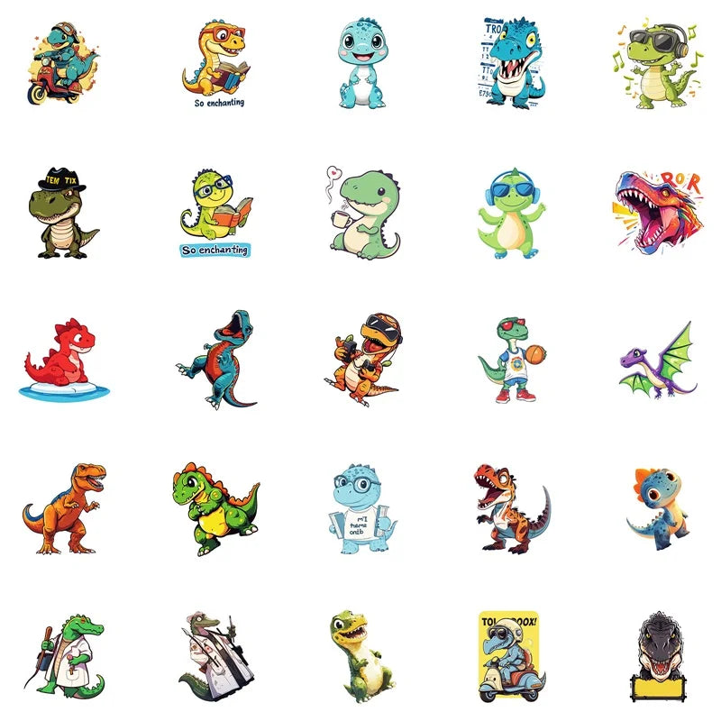 10/30/50PCS Kawaii Fashion Dinosaur Sticky PVC Sticker Aesthetic Stationery DIY Decoration Scrapbooking School Supplies for Kids