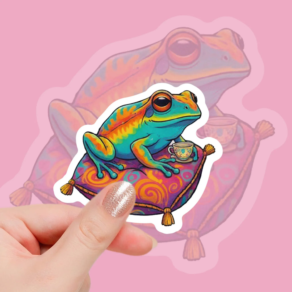 56/112 Pcs Reusable Cartoon Frog Decal Stickers for DIY Helmet Skateboard Guitar Piano Notebook Stationery Box Suitcase Fridge