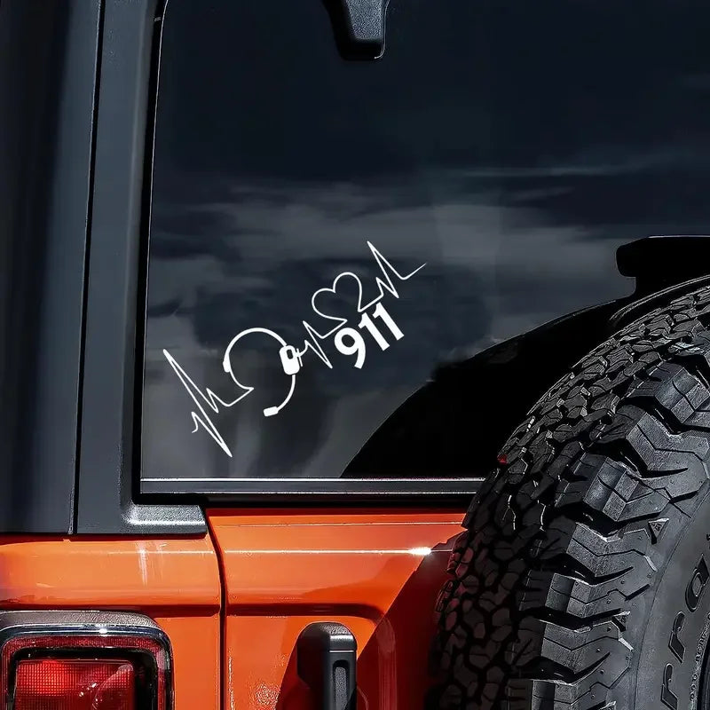 Dispatcher 911 Navigator Head Set Police Fire Medical Calm Voice In The Dark Love Decoration Die Cut Car Stickers For Laptop Too