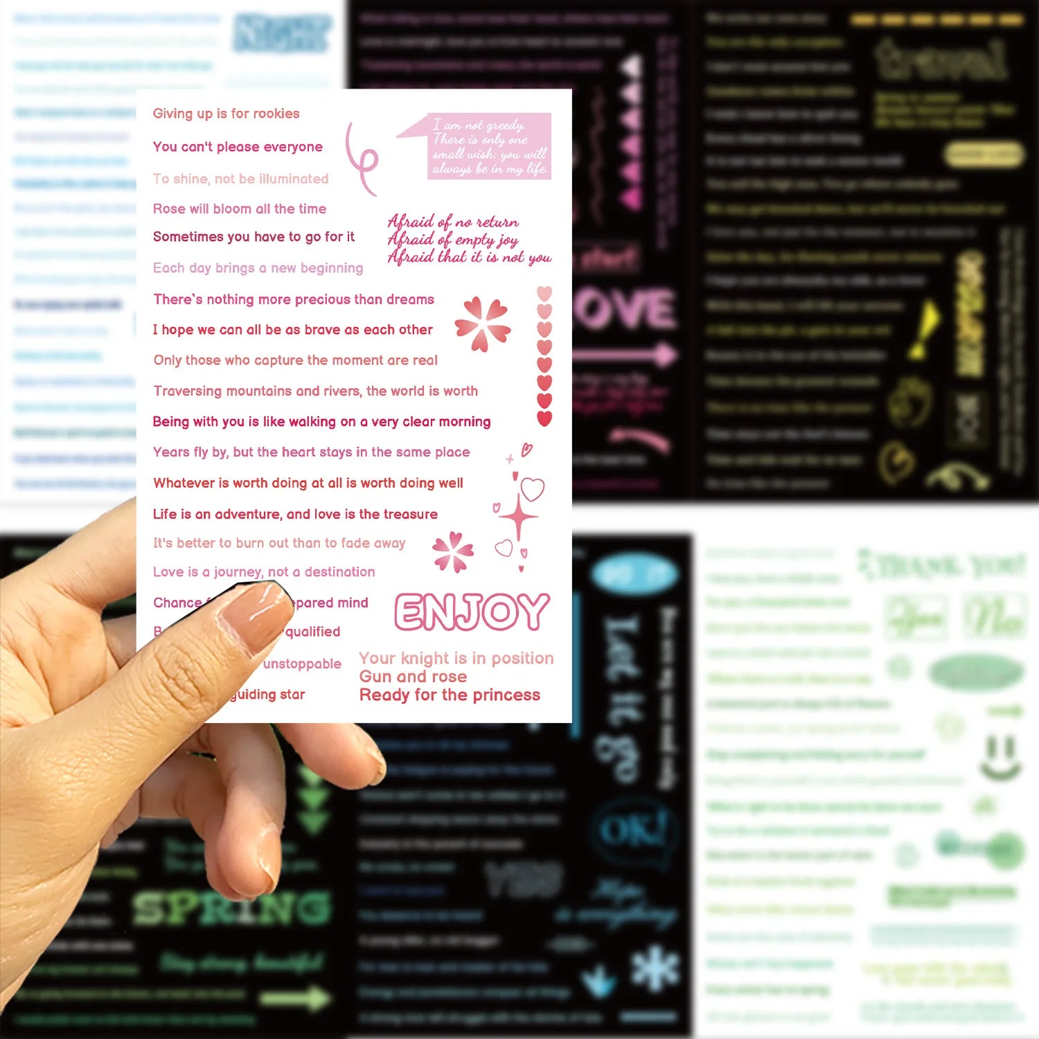 8/16/24PCS Cartoon Text Graffiti Stickers Decorative Guitar Notebook Luggage DIY Waterproof Stationery Stickers