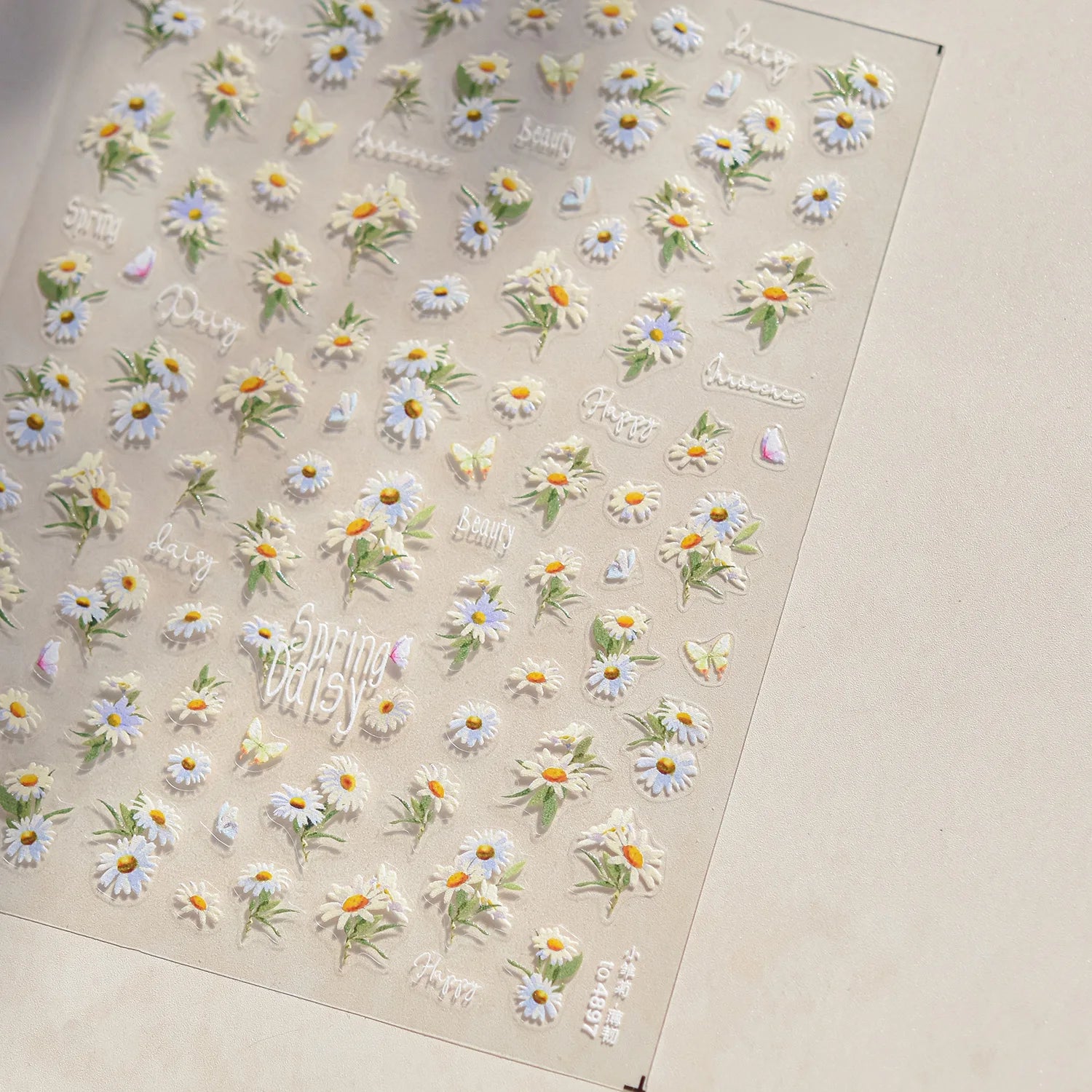 Spring Flowers Nail Charms Stickers 5D Semi-transparent Rose Daisy Flowers Self Adhesive Manicure Decorations Sticker Decals DIY