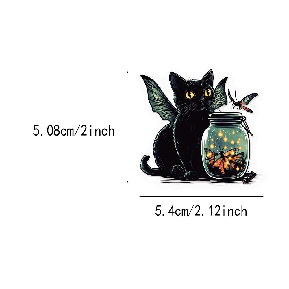 50PCS Halloween Black Cat Fun PET Stickers Decoration Computer Scrapbook Refrigerator Phone Case Speaker Guitar Toy Stickers