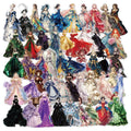 50-Pack Girl Dress Transparent Waterproof Stickers for DIY Mobile Phone Luggage Box Stationery Notebook Decoration