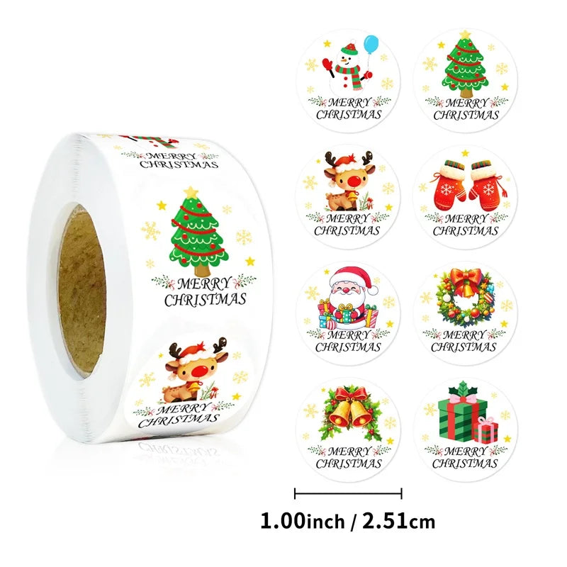 500PCS Kawaii Christmas Sticky Paper Sticker Labels Thank You Sticker Sealing DIY Decoration Scrapbooking Stationery Supplies