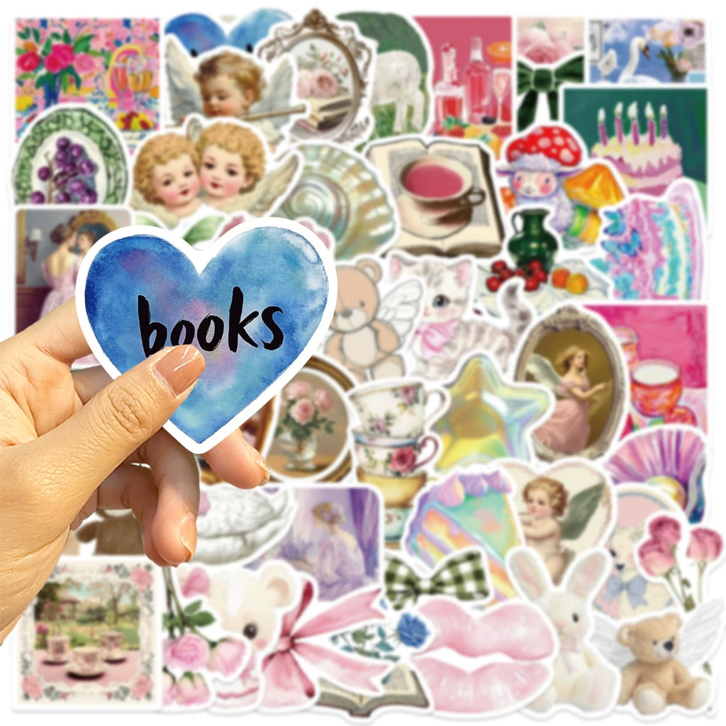 56/112PCS Cartoon Pink Mysterious Girl Graffiti Stickers Decorative Guitar Notebook Luggage DIY Stationery Waterproof Stickers