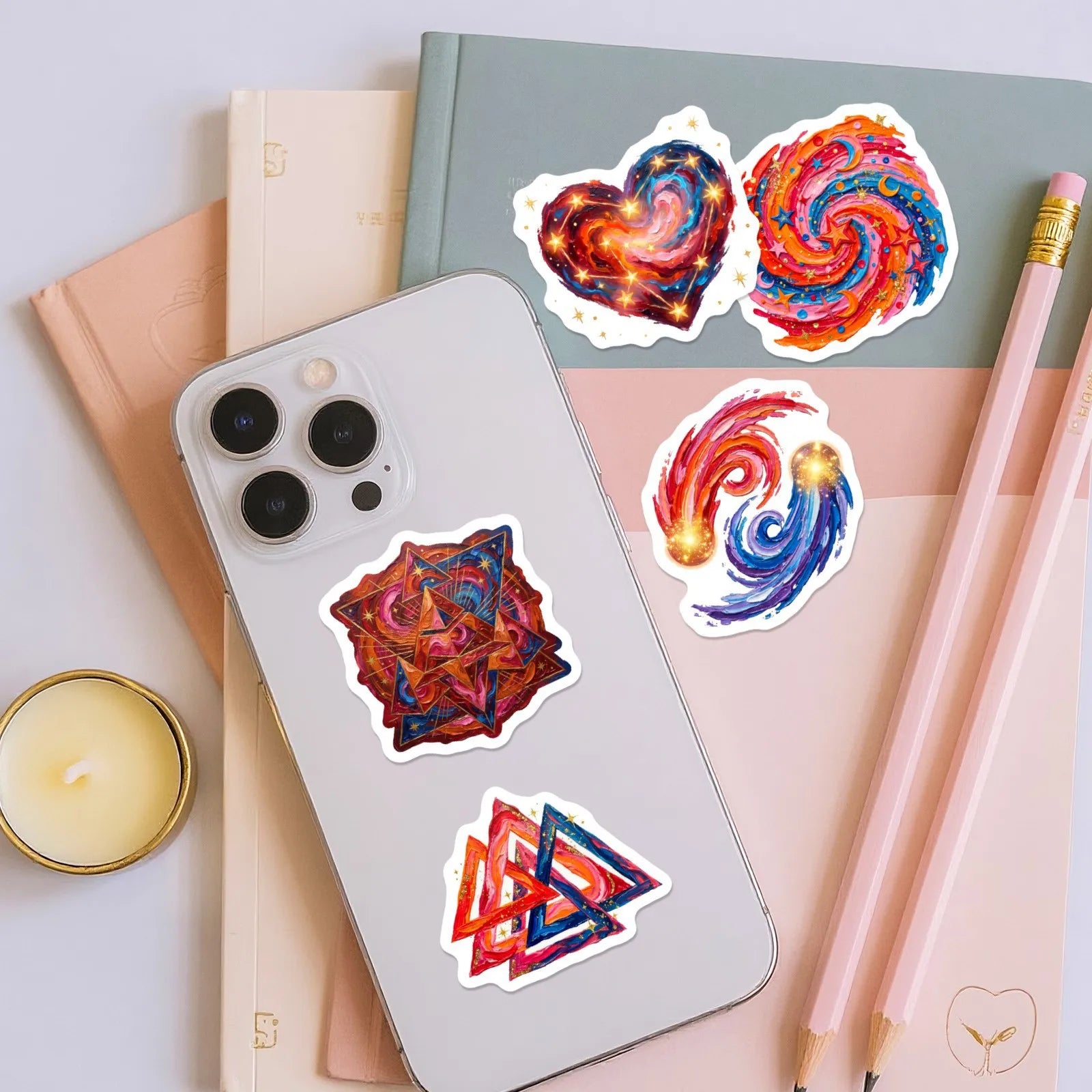 50/100 Pcs Colorful Nebula Dreamy Galaxy Scrapbook Stickers Thick Waterproof for Phone Case Helmet Laptop Bicycle Decals