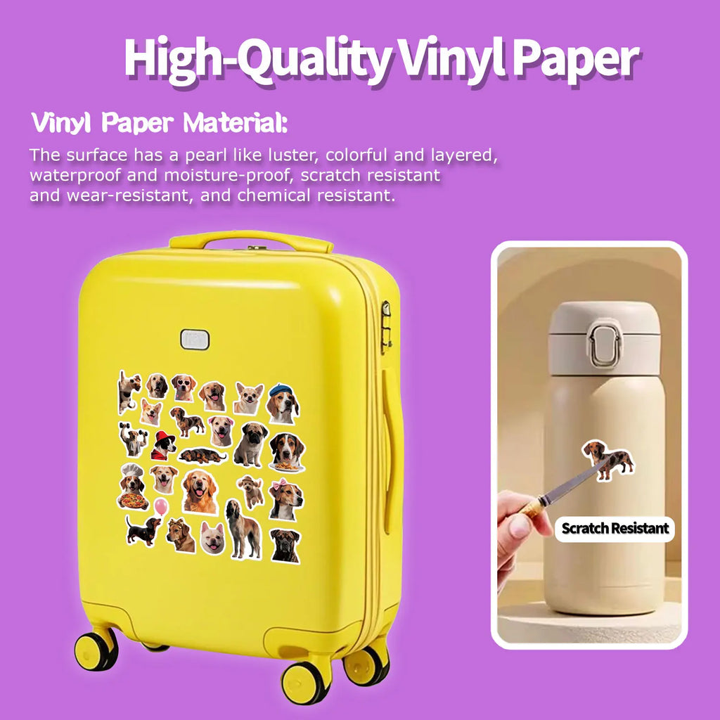 1Roll(500Pcs)24 Irregular Lovable Dogs Vinyl Waterproof Stickers Reusable/No Residue DlY Craft Decoration Pets Scrapbook Labels