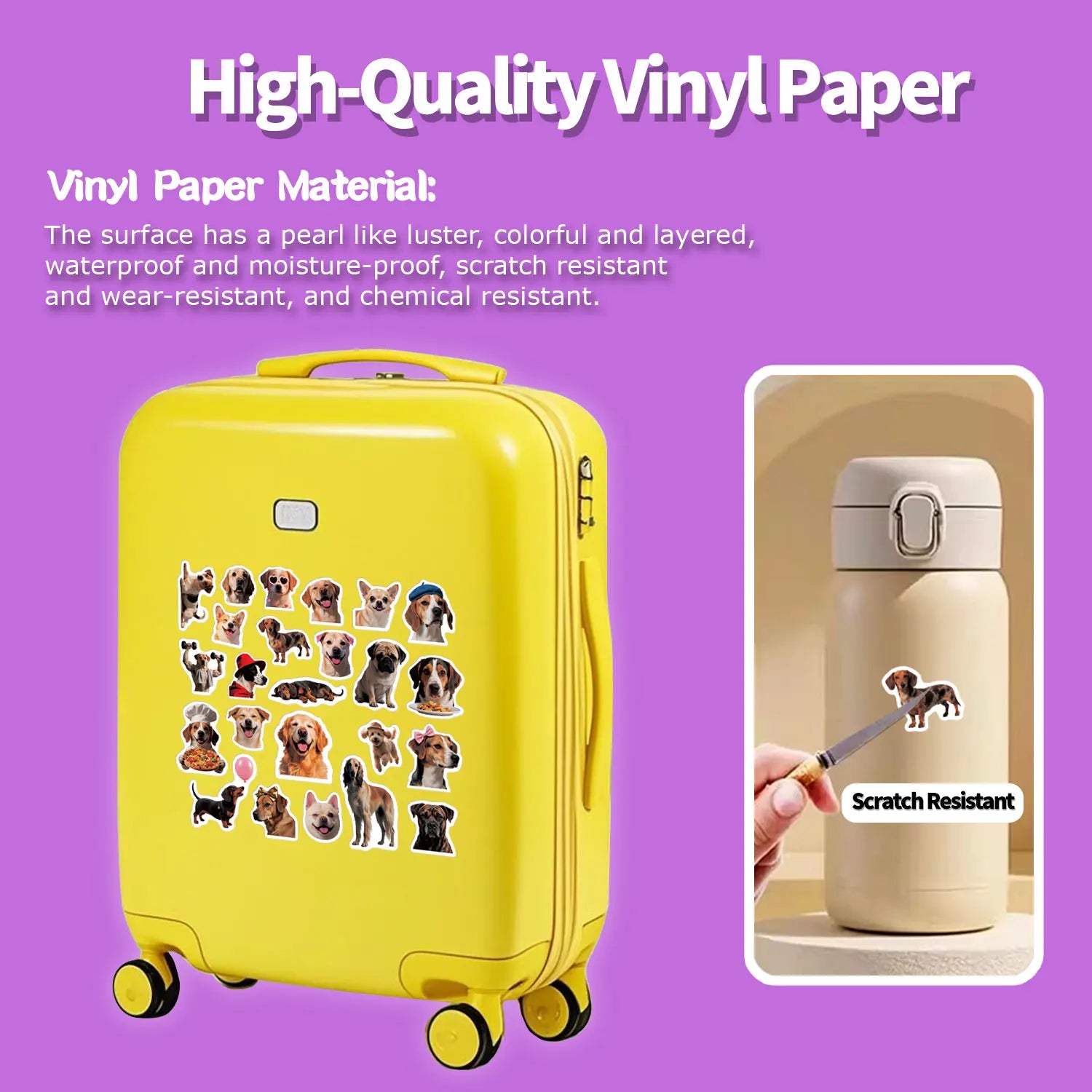 1Roll(500Pcs)24 Irregular Lovable Dogs Vinyl Waterproof Stickers Reusable/No Residue DlY Craft Decoration Pets Scrapbook Labels