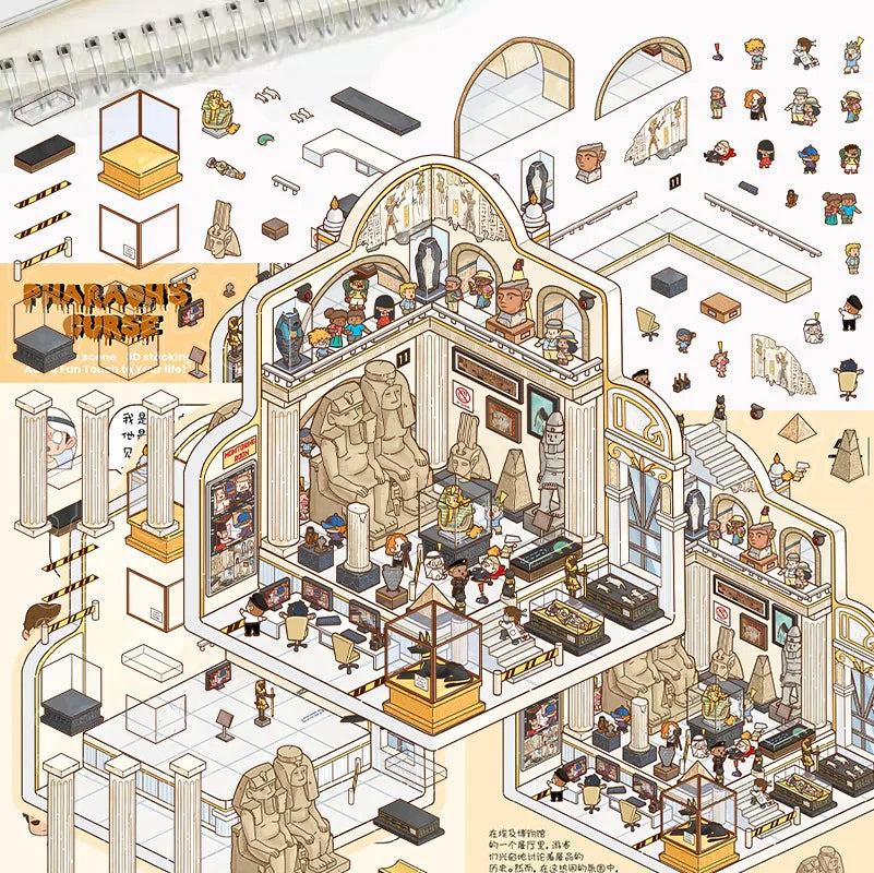 3D Cartoon Landscape Stickers Bear Bakery Miniature World 3D Small House Decompression DIY Scene Hand Account Stickers
