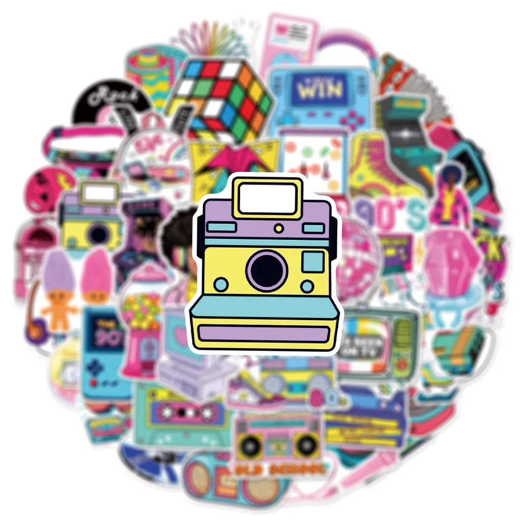 50-Pack 80s 90s Cartoon Graffiti Stickers Student Stationery Luggage Tablet Motorcycle Notebook Decorative Stickers