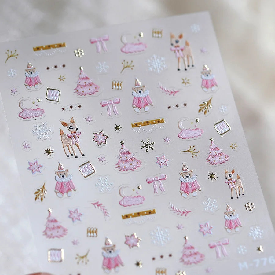 5D Crystal Diamond Nail Stickers Flower Butterfly Little Rabbit Nails Art Accessories Stickers DIY Self Adhesive Manicure Decals