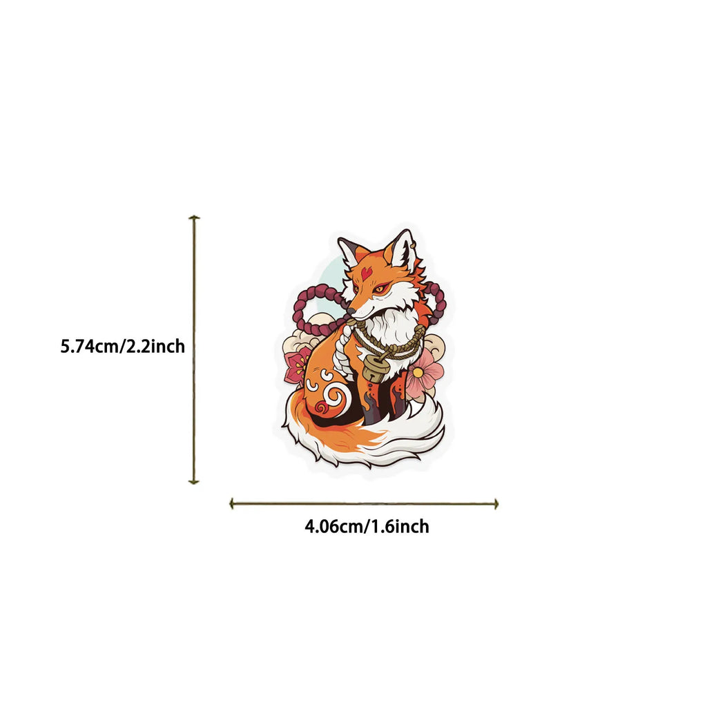 50pcs Transparent Japanese Tattoo Art Stickers - Waterproof PET Decals for Scrapbooking, Guitar & Laptop Decoration