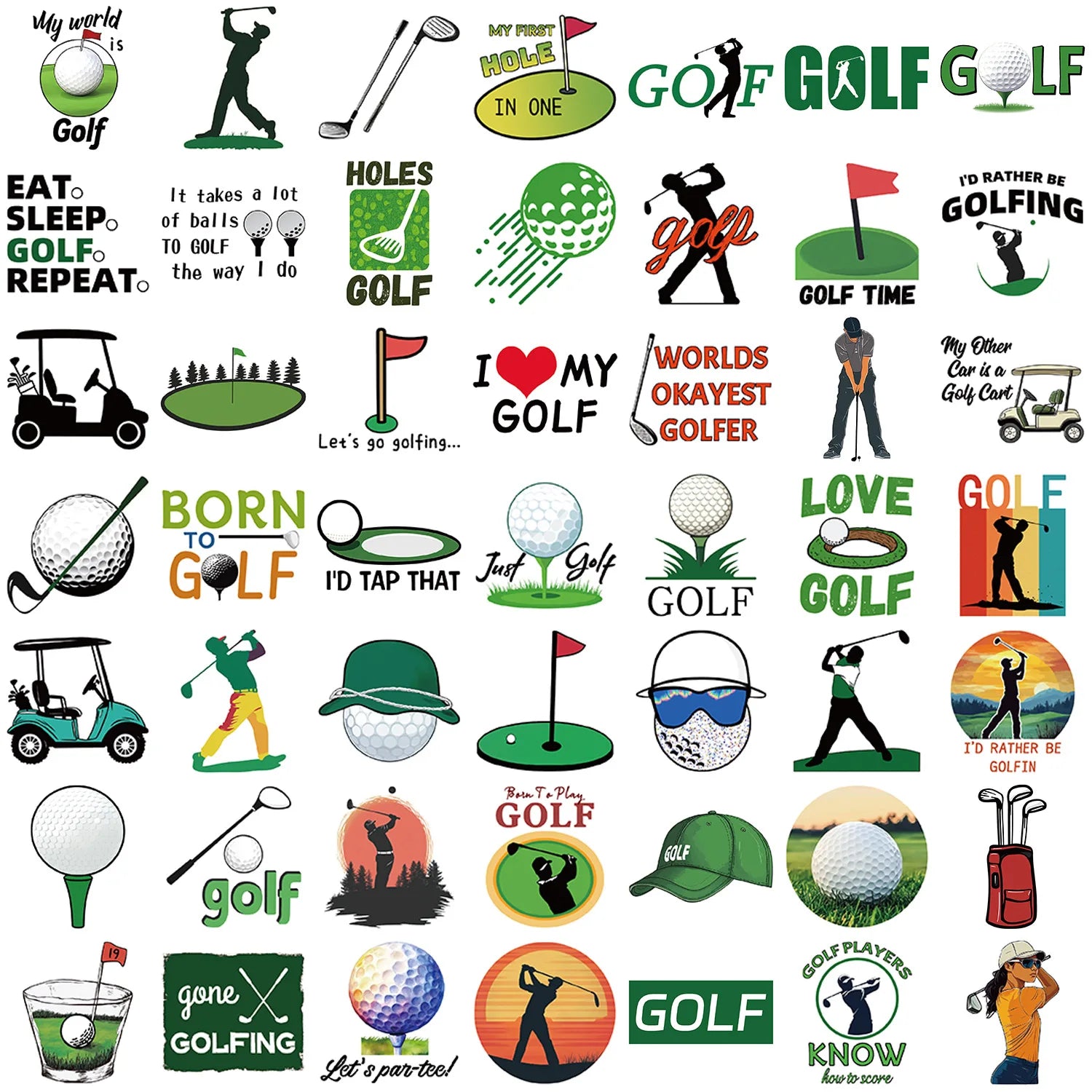 50PCS Cartoon Golf Graffiti Stickers Decor Guitar Notebook Luggage DIY Waterproof Stickers