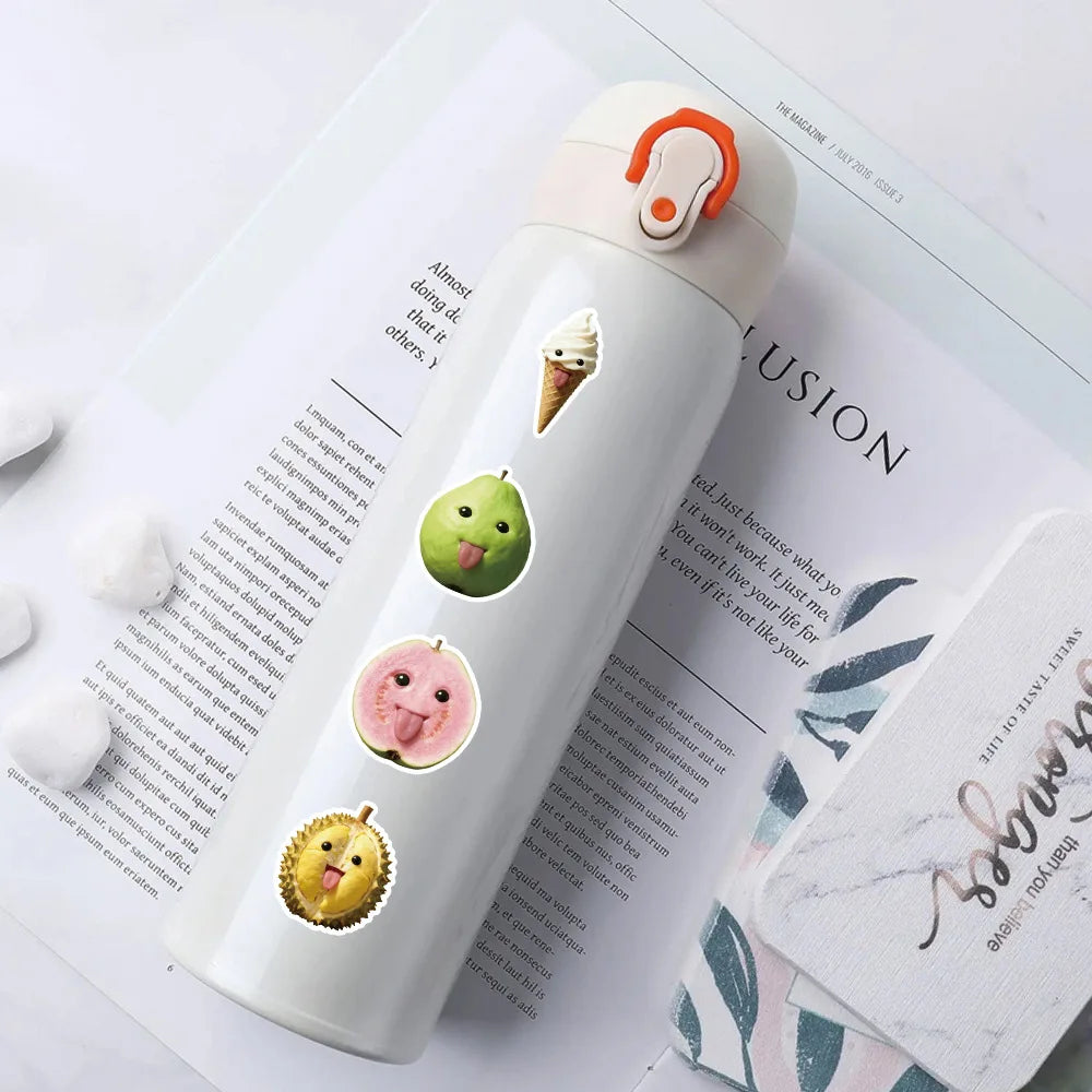 50/100/150 Pcs Funny Cartoon Fruit with Faces Stickers Reusable for Reward Notebook Stationery Box Desk Fridge Suitcase