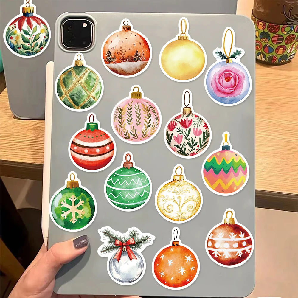 50PCS Cartoon Christmas Balls Fun Decoration Christmas DIY Stickers Album Manual Mobile Luggage Skateboard Waterproof Stickers