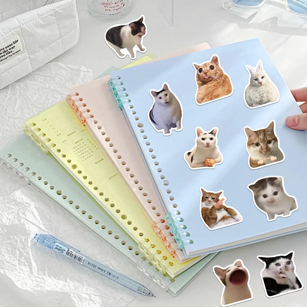 50PCS Creative Network Popular Cat Meme Collection Hand Account DIY Graffiti Stickers Water Cup Skateboard Stickers Toys