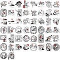 50/100PCS Black and White Antique Silhouette Sticker Pack Waterproof Transparent PET Decorative Guitar Notebook Stationery