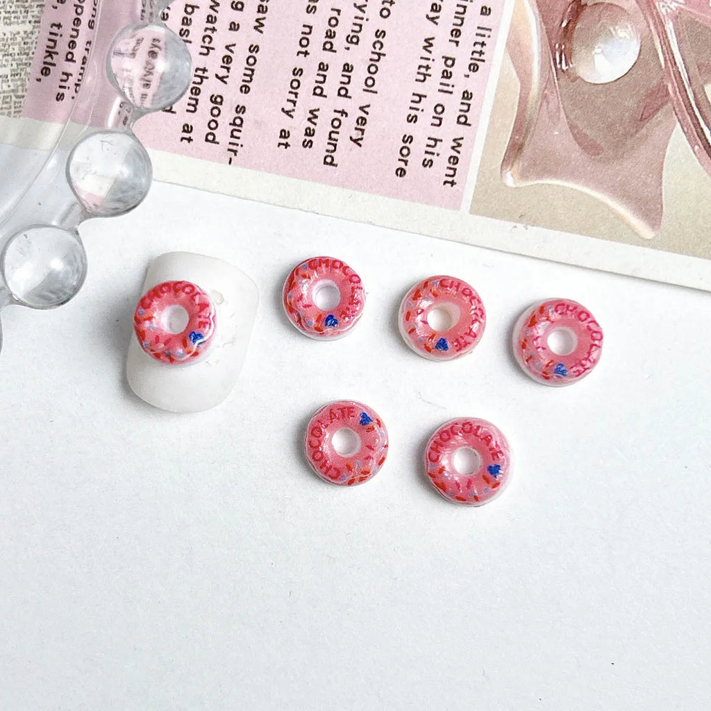 20PC Candy Nail Charms Lumious Cartoon Donut Nail ArtF Accessories Creative Simulated Painted Doughnut Nail Decorations Supplies