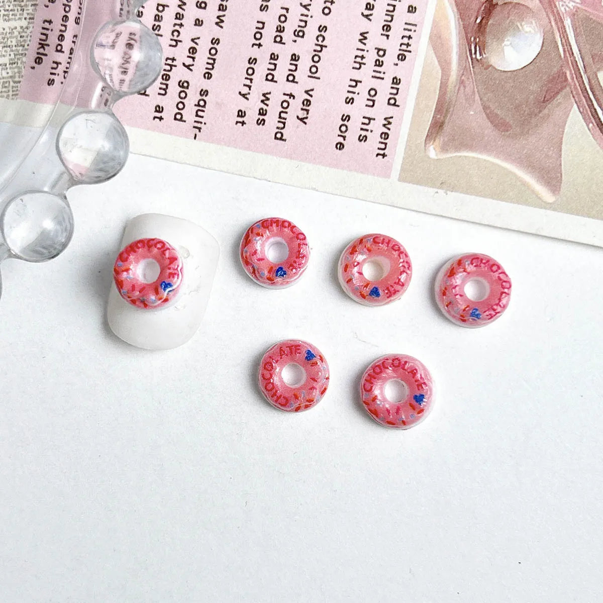 20PC Candy Nail Charms Lumious Cartoon Donut Nail ArtF Accessories Creative Simulated Painted Doughnut Nail Decorations Supplies