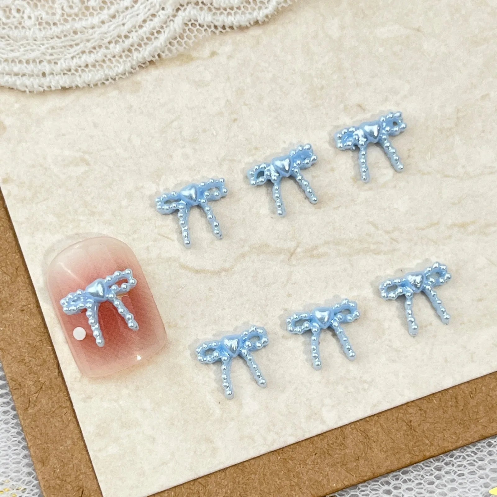 10pc Cute 3D Resin Pearl Bow Nail Art Charms Macaron Imitation Japanese Preal Bowknot Ribbon Nail Decorations DIY Nail Accessory