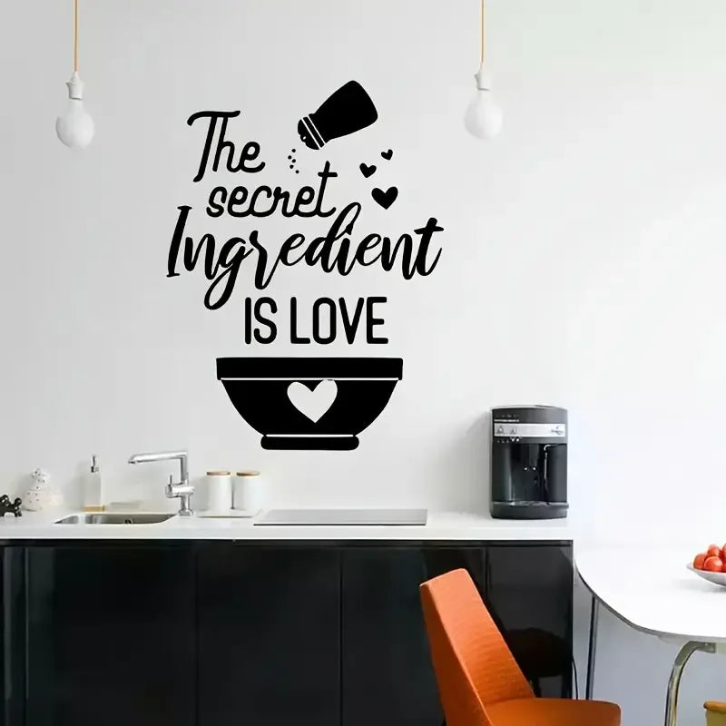 1pc "The Secret Ingredient is Love" Kitchen Wall Decal - Removable Self-Adhesive Contemporary Plastic Home Decor with Playful He