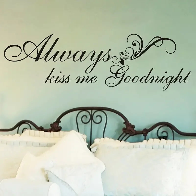 1pc Wall Decal Always Kiss Me Goodnight Wall Decal Sign Warmly For Bedroom Quote Art Stickers Living Room House Decor Wedding Gi