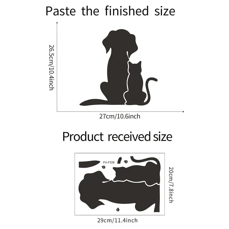 1pc Cartoon Animal Wall Sticker, Black Cat And Dog Leaning On Each Other's Back, Removable Waterproof Vinyl Sticker, Suitable Fo