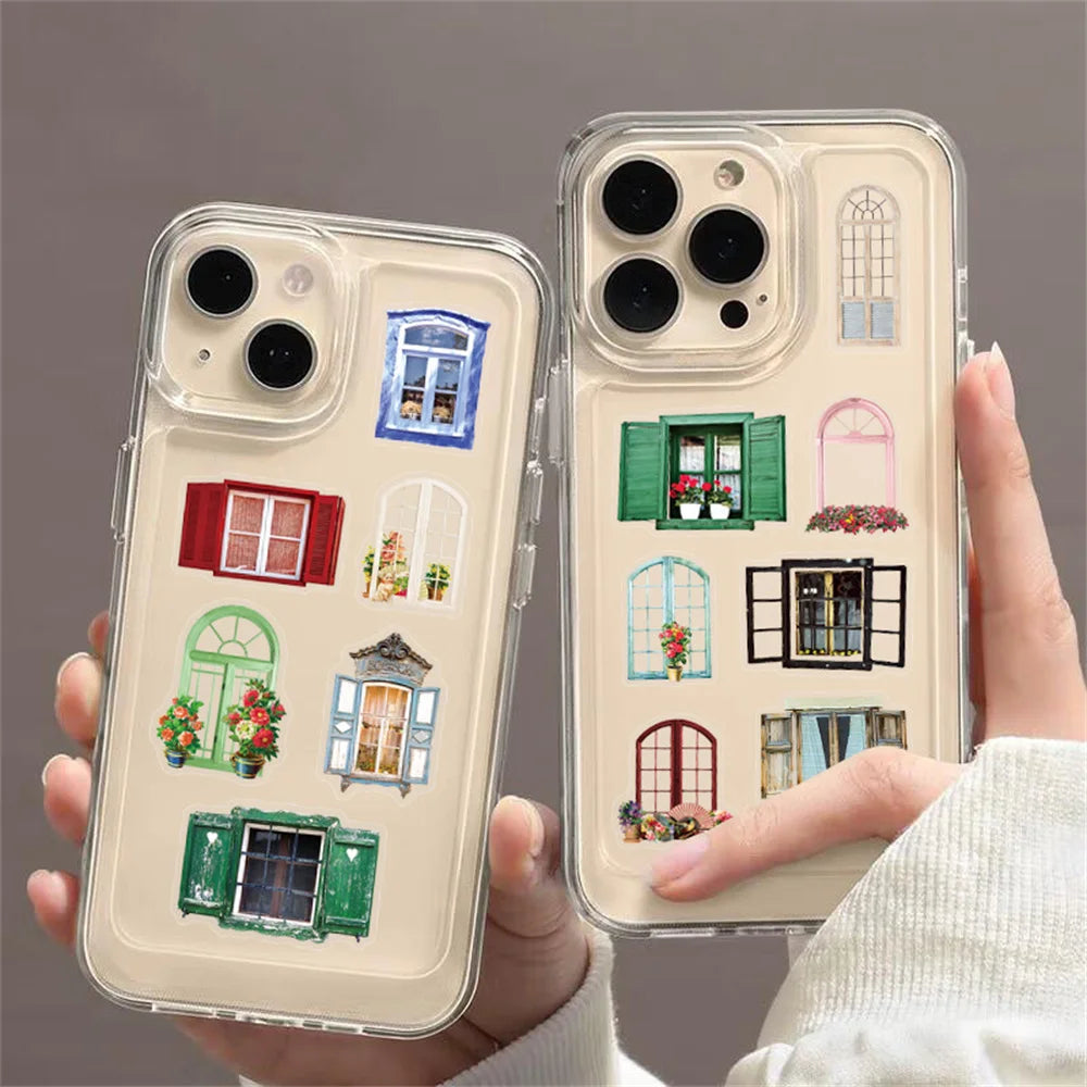 50/100Pcs PET Clear Window Stickers-Vintage Map Cutout Decals for Laptop Phone, Notebook, Stationery, Guitar Waterproof Stickers
