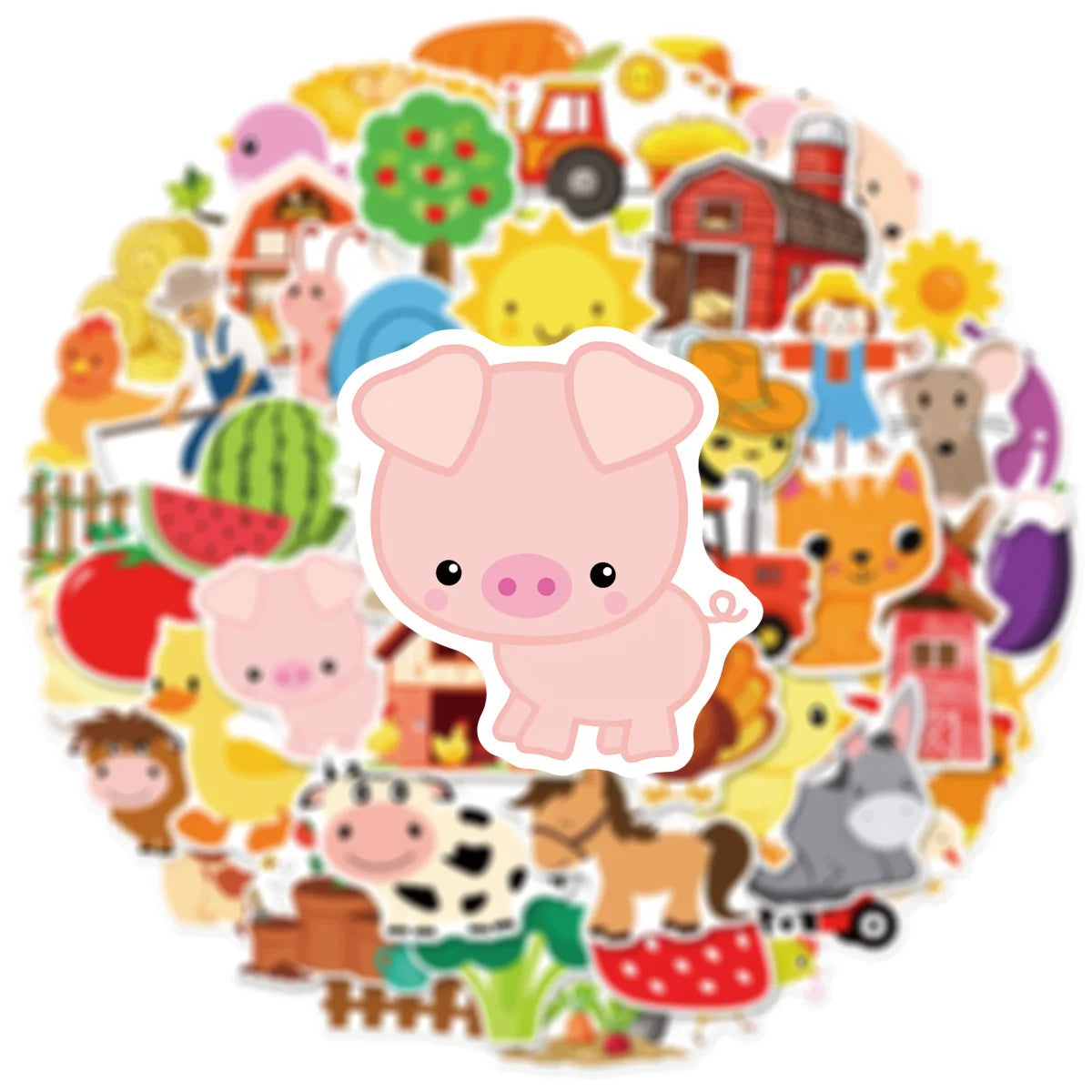 50/100 Pcs Cute Cartoon Farm Ranch Stickers Doodle for Cup Suitcase Stationery Box Scrapbook Printer Pen Holder Removable Decals