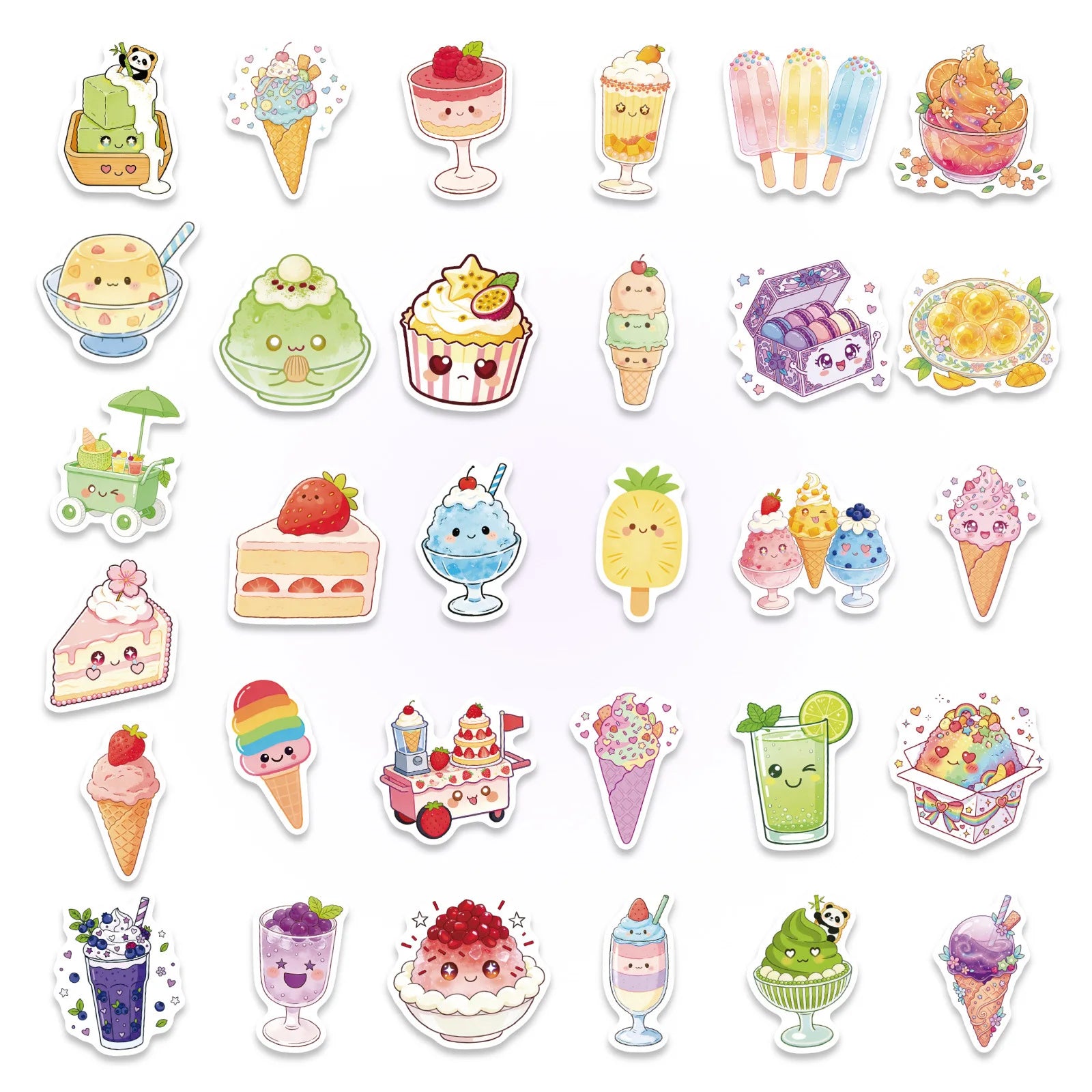 56-Pack Summer Dessert Cold Drink Cake Food Stickers Set Notebook Student Stationery Luggage Helmet Decoration Stickers