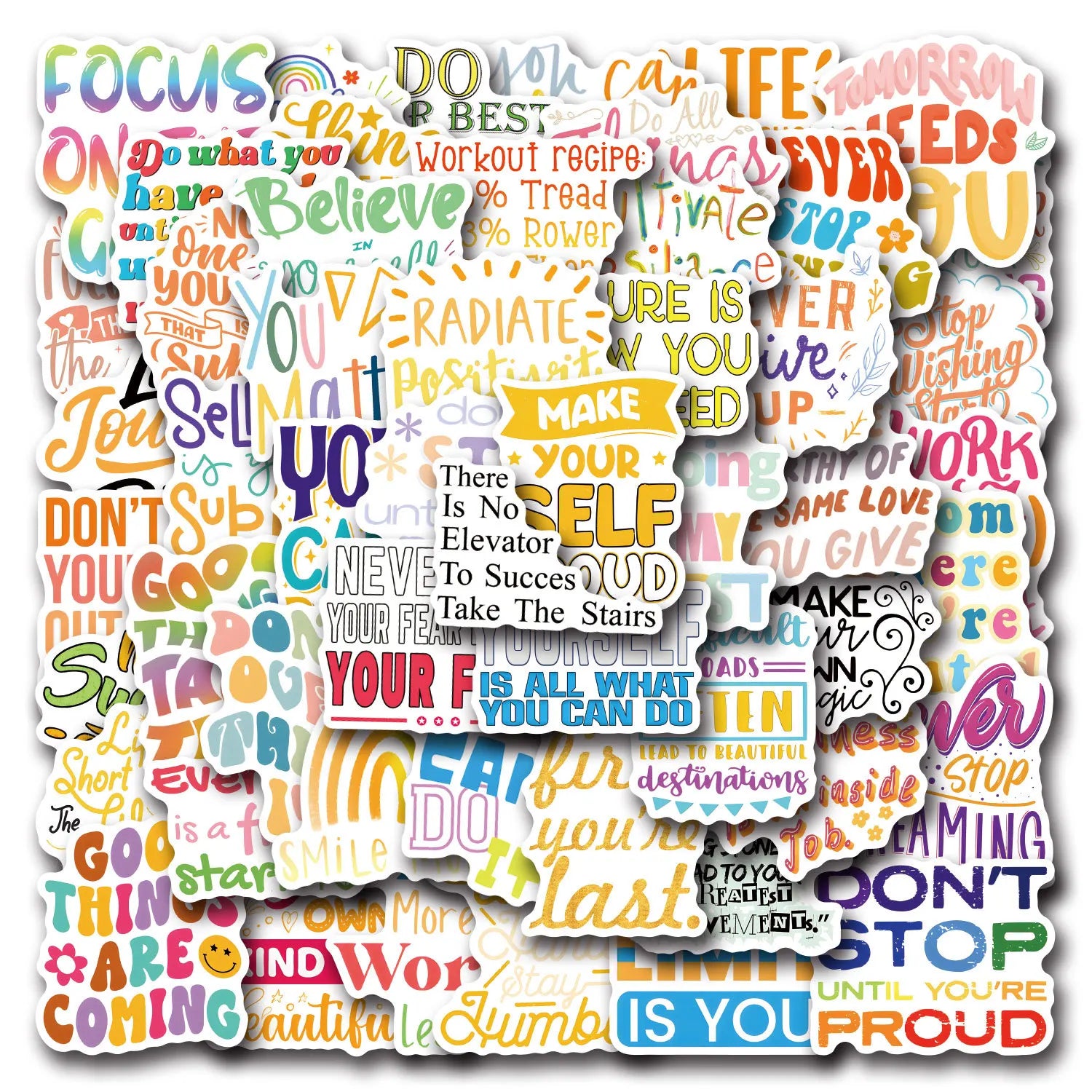 50/110PCS Inspirational Text Short Phrases English Slogan Personality Graffiti Sticker Car Luggage Suitcase Water Cup Sticker