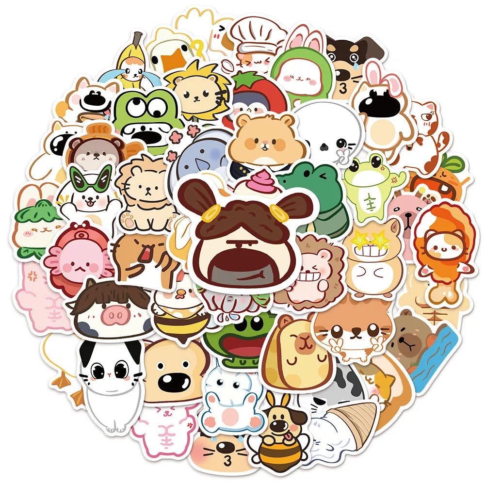 50PCS Abstract Animal Cartoon Decoration DIY Stickers Sketchbook Handmade Mobile Luggage Skateboard Waterproof Stickers