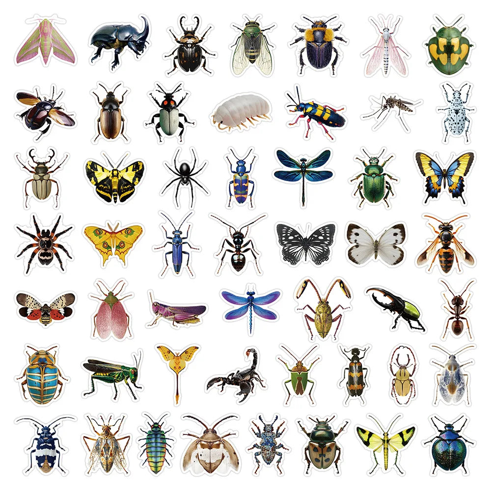 200PCS Cartoon Insect Stickers Exquisite DIY Handbooks Car Water Cups Waterproof Hot Stamping Stickers