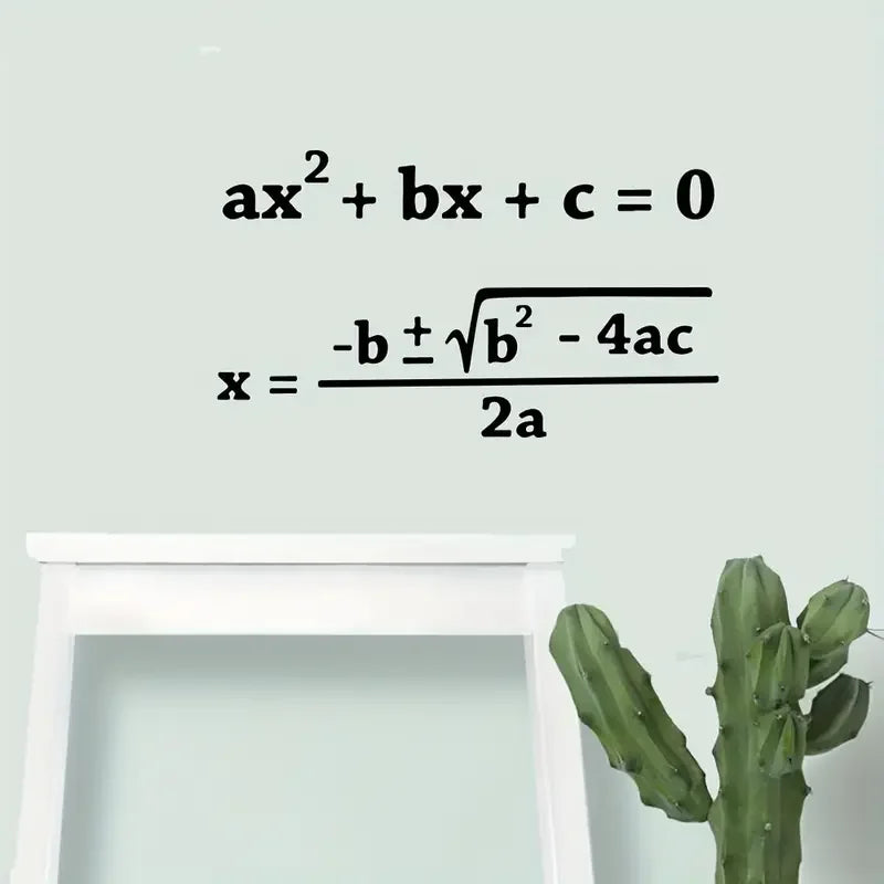 1pc Contemporary Matte Finish Vinyl Wall Decal - Quadratic Formula Math Education Sticker, Self-Adhesive Graphic Art for Classro