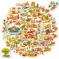 56/112 Pcs Cartoon Fox Doodle Stickers Creative Handmade DIY Toy for Stationery Box Desk Notebook Fridge Drawer Guitar Decals