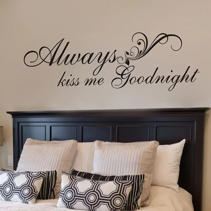 1pc Wall Decal Always Kiss Me Goodnight Wall Decal Sign Warmly For Bedroom Quote Art Stickers Living Room House Decor Wedding Gi