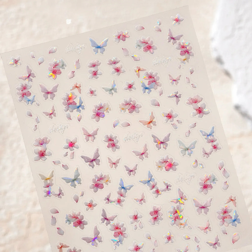 5D Butterfly Nail Stickers Sparkling Jelly Butterfly Nail Art Sticker Decorations Decals DIY Self Adhesive Slider Manicure Parts