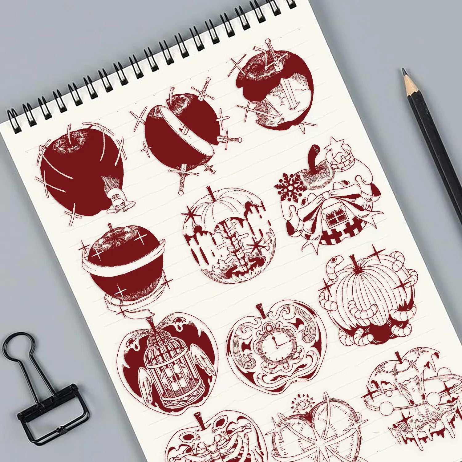 50/100PCS Retro Waterproof Transparent PET Cartoon Red Apple Sticker Pack - Decorative Guitar Notebook Stationery Stickers